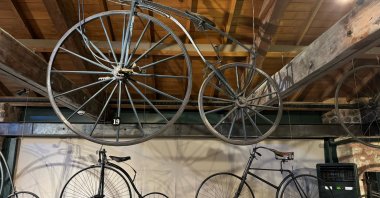 A selection of historic bicycles showcases the evolution of two-wheeled transportation at the Rahmi M. Koç Museum, Istanbul, Türkiye, Aug. 24, 2026. (AA Photo)