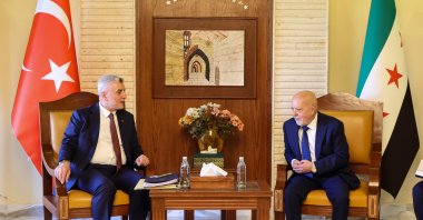 Trade Minister Ömer Bolat (L) attends a meeting with Syrian Economy and Industry Minister Nidal al-Shaar, Damascus, Syria, Aug. 26, 2026. (AA Photo)