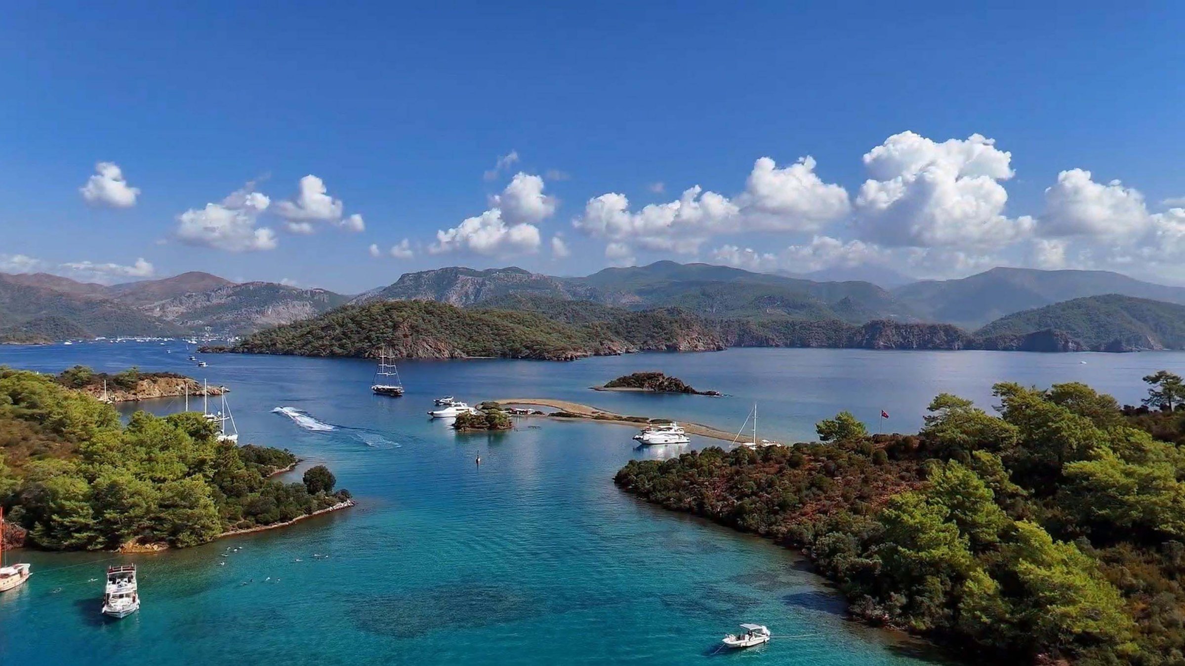 In this undated photo, islands are seen in the Fethiye-Kaş Marine National Park area, Muğla, Türkiye. (DHA Photo)