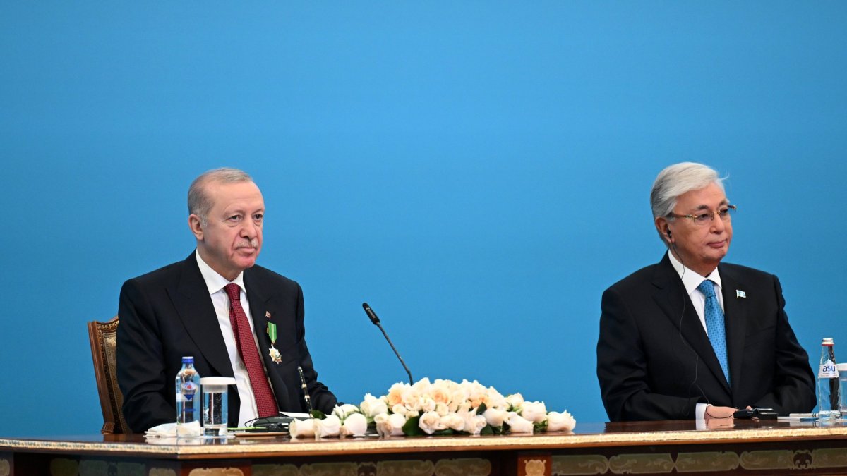 President Recep Tayyip Erdoğan attends a ceremony for the signing of bilateral deals with Kazakh President Kassym-Jomart Tokayev, Astana, Kazakhstan, May 14, 2026. (AA File Photo)