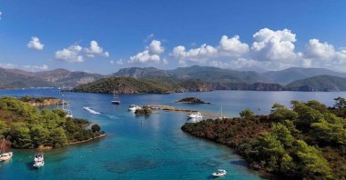 In this undated photo, islands are seen in the Fethiye-Kaş Marine National Park area, Muğla, Türkiye. (DHA Photo)