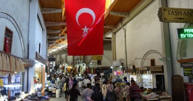 People are seen in the historic bazaar in Kahramanmaraş, southern Türkiye, Aug. 19, 2026. (IHA Photo)