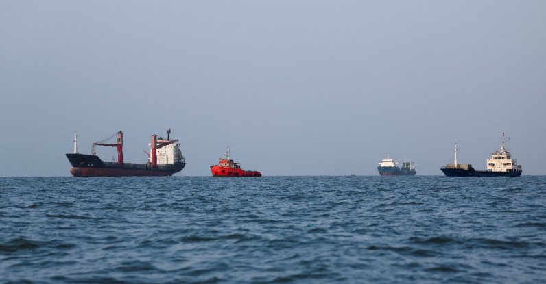 Vessels in the Strait of Hormuz are visible near the beach of Bandar Abbas, Iran, Aug. 27, 2026. (Reuters Photo)