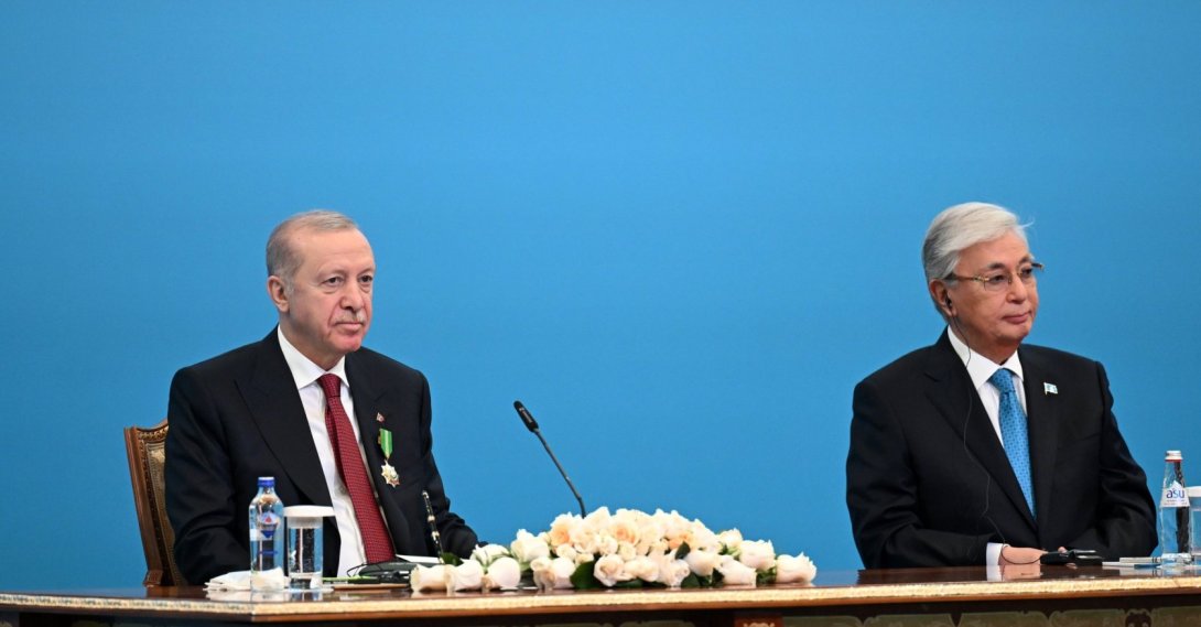 President Recep Tayyip Erdoğan attends a ceremony for the signing of bilateral deals with Kazakh President Kassym-Jomart Tokayev, Astana, Kazakhstan, May 14, 2026. (AA File Photo)