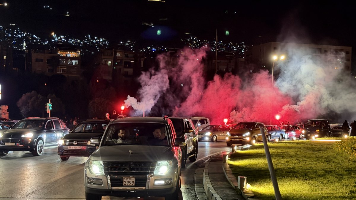 People celebrate following the announcement of the YPG’s dissolution, Damascus, Syria, Aug. 26, 2026. (AA Photo)
