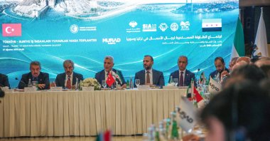 Trade Minister Ömer Bolat (C) speaks during a business meeting, Aleppo, Syria, Aug. 27, 2026. (AA Photo)