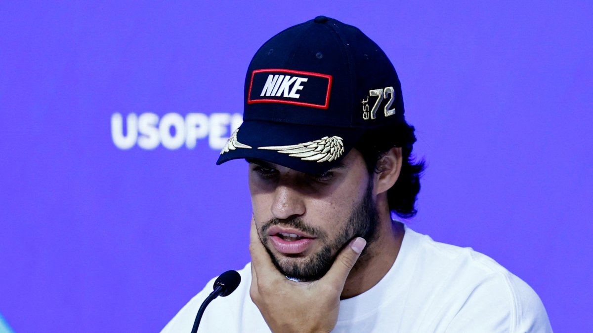 Spain's Carlos Alcaraz during the U.S. Open press conference at Billie Jean King National Tennis Center, Flushing Meadows, New York, U.S., Aug. 28, 2026. (Reuters Photo)