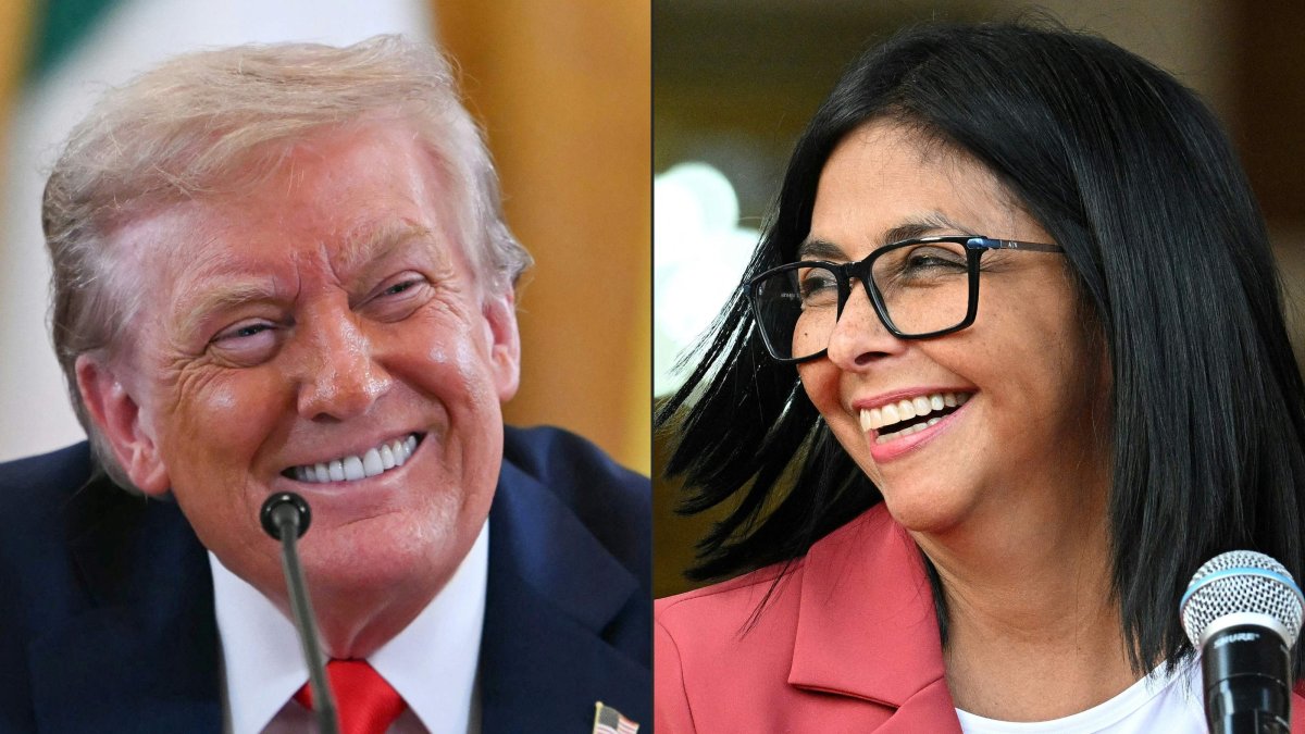 This combination of pictures shows U.S. President Donald Trump and and Venezuela's interim President Delcy Rodriguez. (AFP Photo)