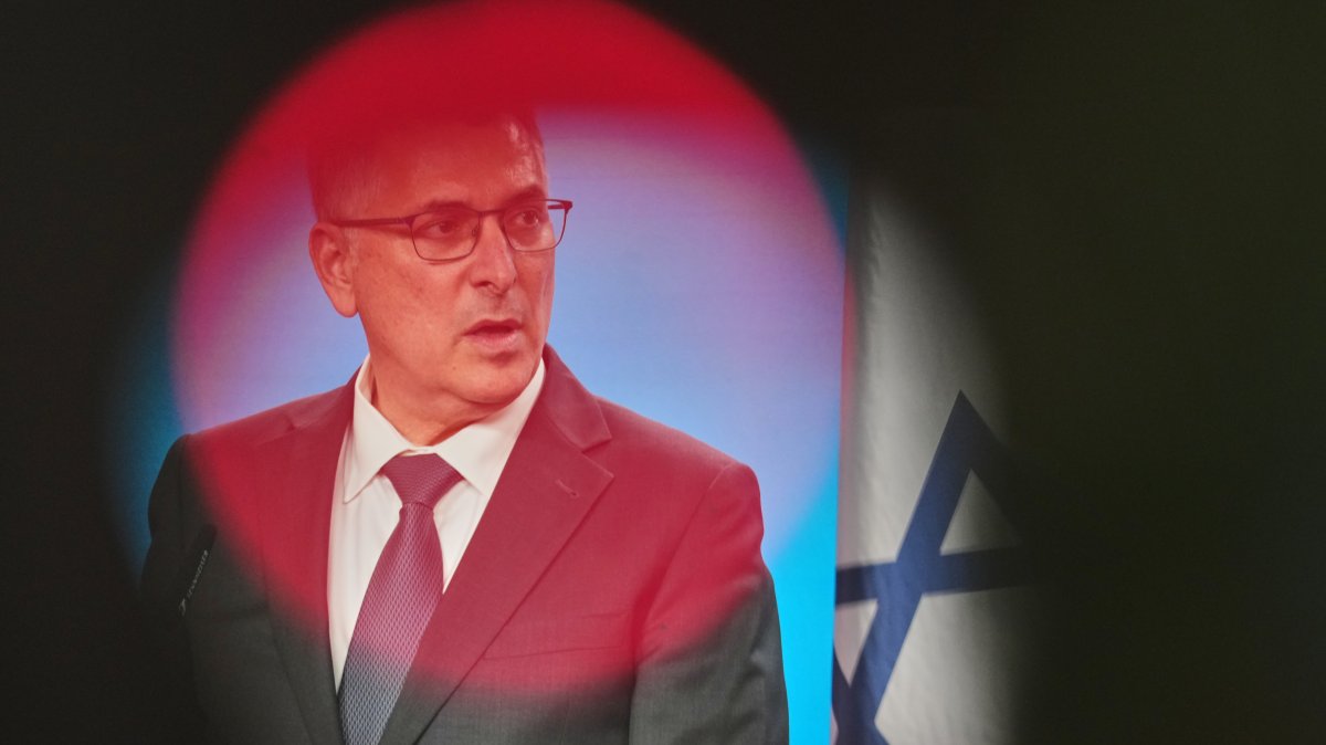 Israel's Foreign Minister Gideon Sa'ar briefs the media after meeting his German counterpart, Berlin, Germany, May 5, 2026. (AP Photo)