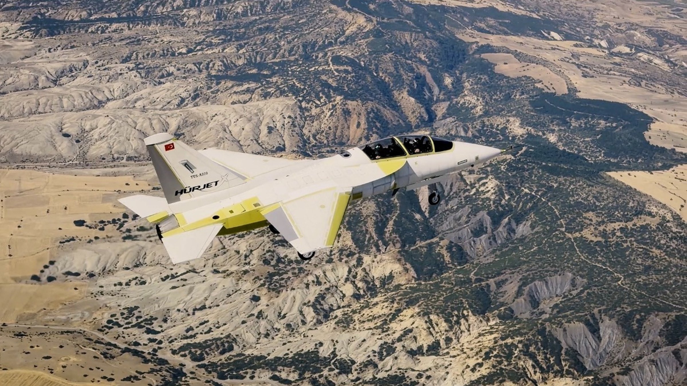 Türkiye's advanced jet trainer and light combat aircraft, Hürjet, is seen airborne during a flight marking Victory Day, Türkiye, Aug. 30, 2026. (AA Photo)