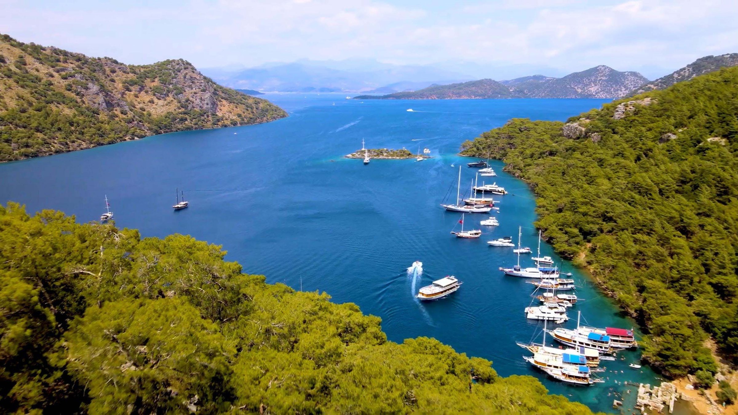 An undated photo shows the coast of Fethiye where Türkiye designated a marine park to the chagrin of Greece, in Muğla, southwestern Türkiye. (DHA Photo) 