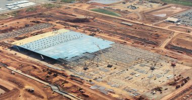 In an aerial view, sections of the Stargate Oracle AI data center are seen under construction in Abilene, Texas, U.S., Aug. 26, 2026. (AFP Photo)