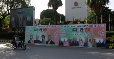 Billboards featuring Saudi Crown Prince Mohammed bin Salman, Pakistani Prime Minister Muhammad Shahbaz Sharif, President Recep Tayyip Erdoğan and Pakistan's Chief of Army Staff Asim Munir are displayed, Islamabad, Pakistan, Aug. 8, 2026. (EPA Photo)