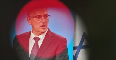 Israel's Foreign Minister Gideon Sa'ar briefs the media after meeting his German counterpart, Berlin, Germany, May 5, 2026. (AP Photo)
