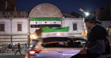 The Syrian flag displayed at the entrance to Souq al Hamidiyeh, Damascus, Syria, Dec. 5, 2025. (Getty Images Photo)