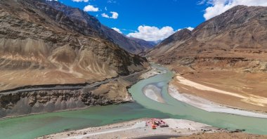 The Indus and Zanskar rivers are seen in the area of Leh, Ladakh, India. (Shutterstock Photo)
