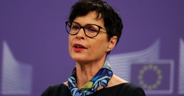European Commissioner for Enlargement Marta Kos holds a press conference in Brussels, Belgium, Jan. 14, 2026. (Reuters Photo)