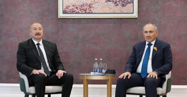 Azerbaijani President Ilham Aliyev and Armenian Prime Minister Nikol Pashinyan meet on the sidelines of the Shanghai Cooperation Organization (SCO) summit in Bishkek, Kyrgyzstan, Aug. 31, 2026. (IHA Photo)