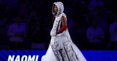 Japan's Naomi Osaka walks onto the court against Anastasia Zakharova during their Women's Singles first-round match on Day Two of the 2026 US Open at the USTA Billie Jean King National Tennis Center in the Flushing neighborhood of the borough of Queens, New York City, Aug. 31, 2026. (AFP Photo)