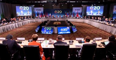 World leaders in finance participate in a plenary session with U.S. Treasury Secretary Scott Bessent for the G-20 meeting of finance ministers and central bank governors in Asheville, North Carolina, U.S., Aug. 31, 2026. (AFP Photo)