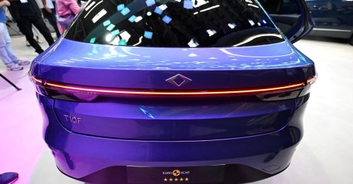 A Togg T10F is displayed during the press and media day of the IAA auto show, Munich, Germany, Sept. 8, 2025. (Reuters Photo)