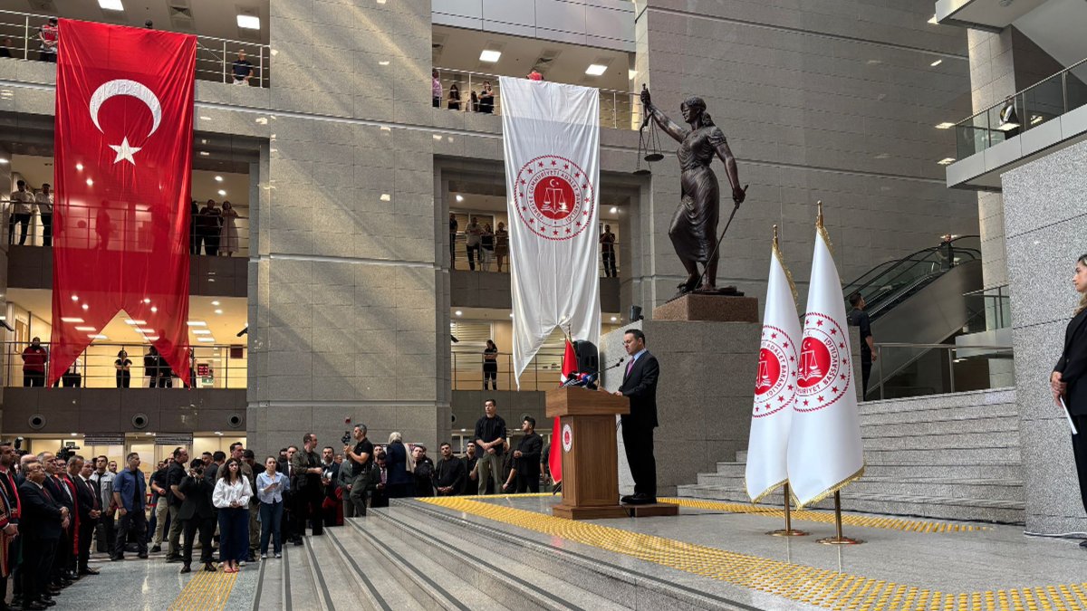 Justice Minister Akın Gürlek speaks at a ceremony marking the opening of the 2026-2027 judicial year, Istanbul, Türkiye, Sept. 2, 2026. (DHA Photo) 