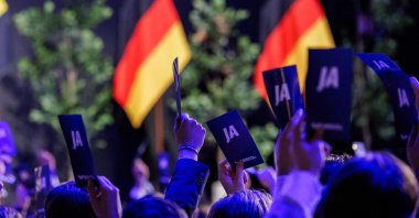 Delegates vote during the federal congress of Generation Germany, the youth organization of the far-right Alternative for Germany (AfD) party, Magdeburg, Germany, Aug. 29, 2026. (AFP Photo)