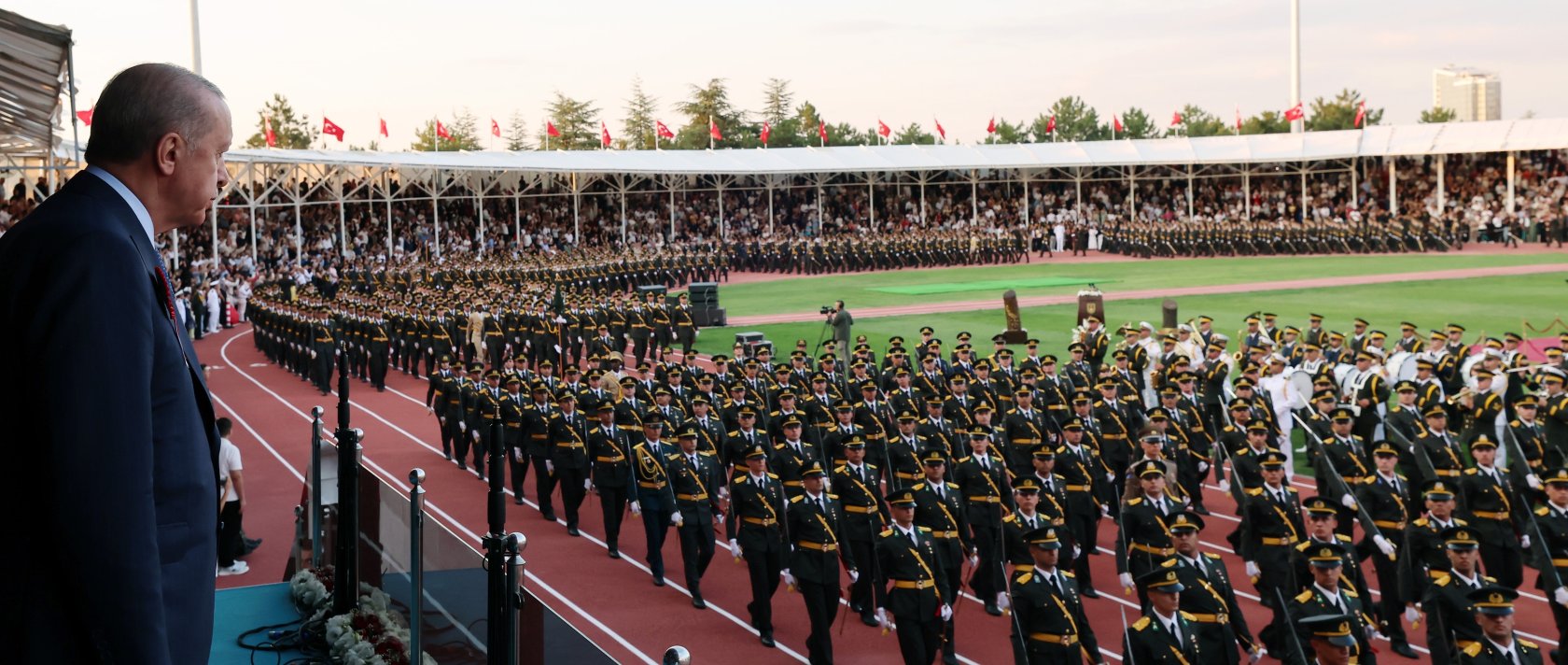 President Recep Tayyip Erdoğan watches a parade of cadets on Victory Day, marking the expulsion of Greek invaders, Ankara, Türkiye, Aug. 30, 2026. (AA Photo)