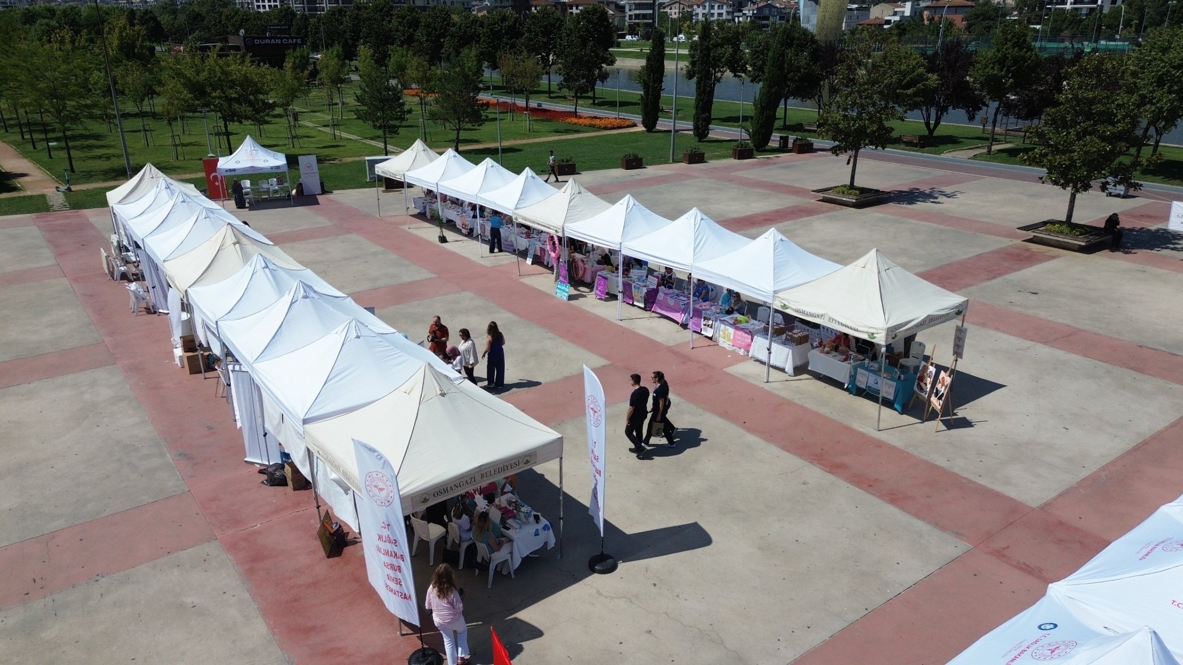 Health booths are set up as part of Public Health Week activities, Bursa, Türkiye, Sept. 2, 2026. (AA Photo)