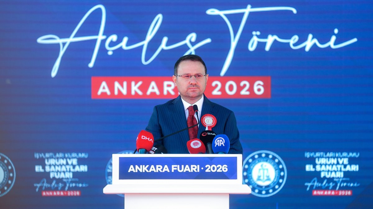 Justice Minister Akın Gürlek delivers a speech at the opening ceremony of the Prison Workshops and Handicrafts Fair, Ankara, Türkiye, Sept. 3, 2026. (AA Photo)
