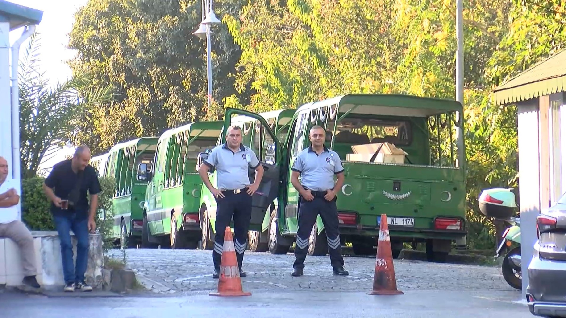 This undated photo shows police officers standing guard at the cemetery where Denizolgun is buried, Istanbul, Türkiye. (DHA Photo)