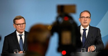 German Interior Minister Alexander Dobrindt (R) and German Foreign Minister Johann Wadephul deliver a joint statement on national security at the Interior Ministry, Berlin, Germany, Sept. 1, 2026. (AFP Photo)