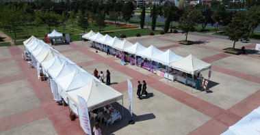 Health booths are set up as part of Public Health Week activities, Bursa, Türkiye, Sept. 2, 2026. (AA Photo)