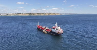 The commercial vessel Alsu, involved in the collision in the Marmara Sea, remains anchored off Silivri, Istanbul, Türkiye, Sept. 3, 2026. (AA Photo)