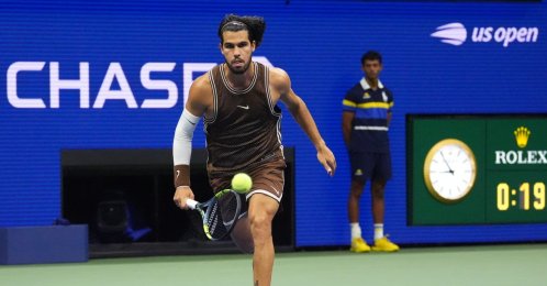 Spain's Carlos Alcaraz in action during his U.S. Open second-round match against Portugal's Jaime Faria at Flushing Meadows, New York City, U.S., Sept. 2, 2026. (Reuters Photo)