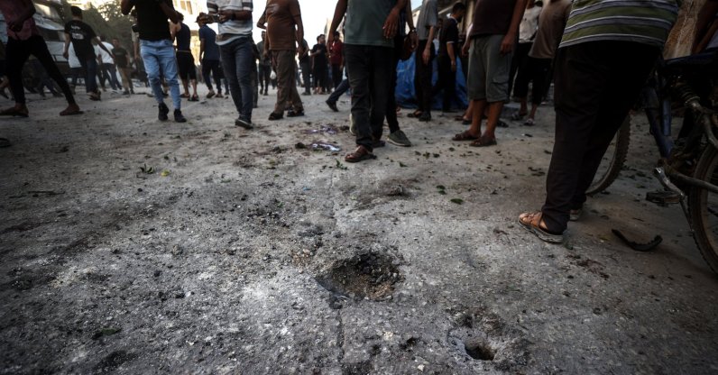 Locals gather at the site of an Israeli attack that killed a Palestinian in Beit Lahia, Gaza Strip, Palestine, Sept. 3, 2026. (AA Photo)