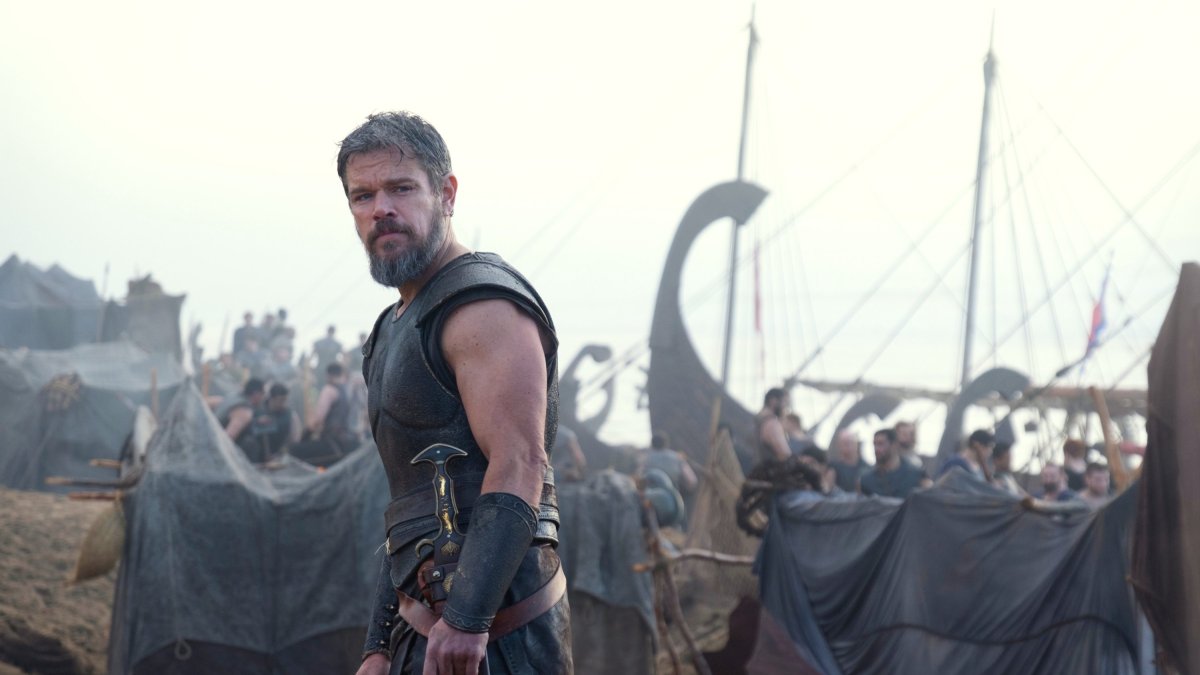 Matt Damon as Odysseus in a scene from "The Odyssey." (AP Photo)
