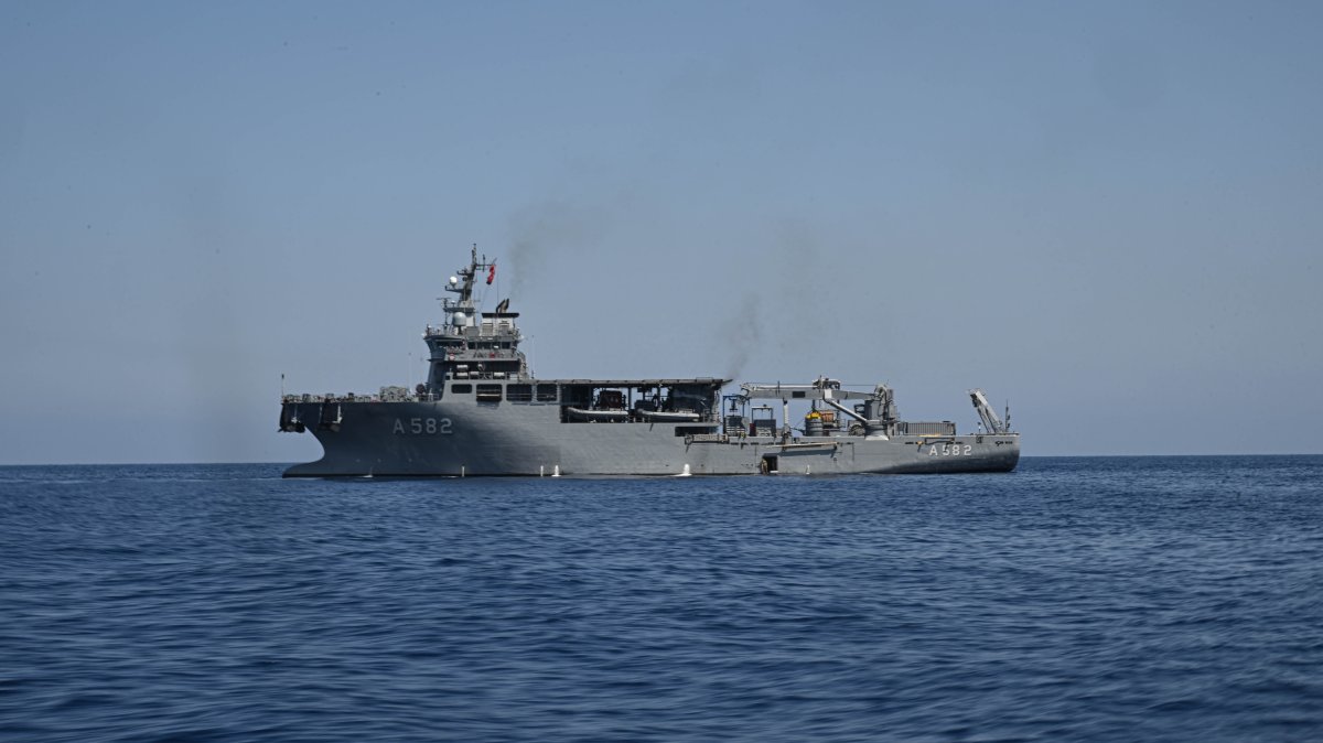 The Turkish navy conducts robotic search operations aboard the TCG Alemdar for 16 people still missing, Girne, TRNC, Sept. 4, 2026. (AA Photo)