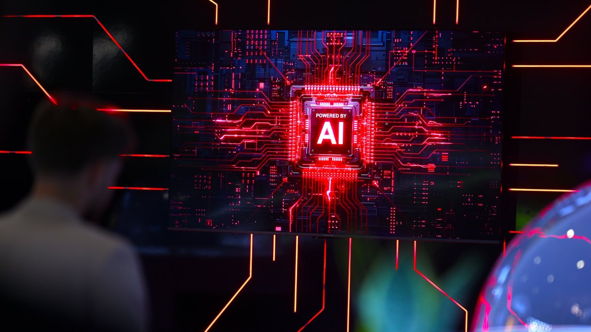 An AI logo is seen during the opening day of the IFA trade fair in Berlin, Germany, Sept. 2026. (EPA Photo)