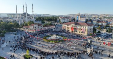 A total of 1,058 people perform a traditional halay dance in the city square as part of events marking the 107th anniversary of the Sivas Congress, Sivas, Türkiye, Sept. 1, 2026. (IHA Photo)