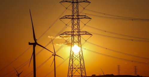 The sun sets behind wind turbines, Istanbul, Türkiye, Aug. 16, 2025. (Reuters Photo)