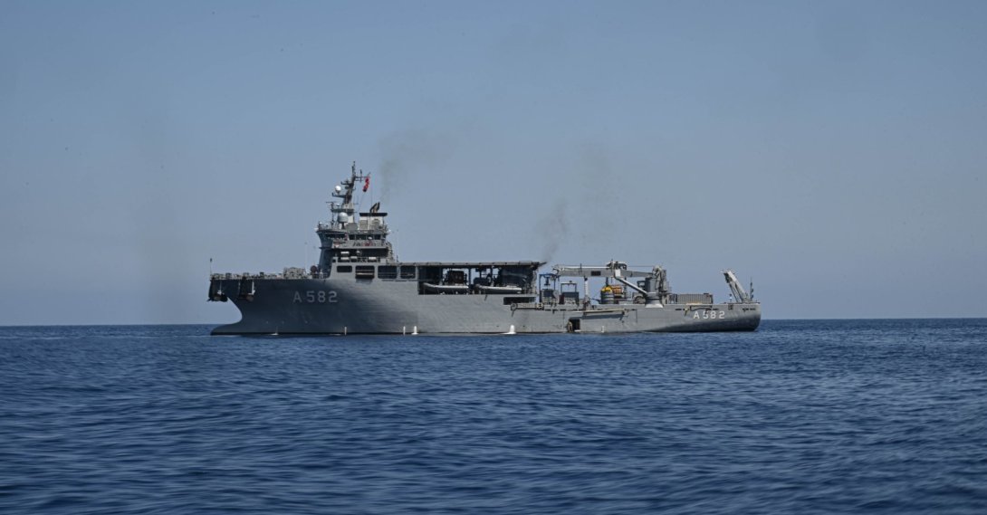 The Turkish navy conducts robotic search operations aboard the TCG Alemdar for 16 people still missing, Girne, TRNC, Sept. 4, 2026. (AA Photo)