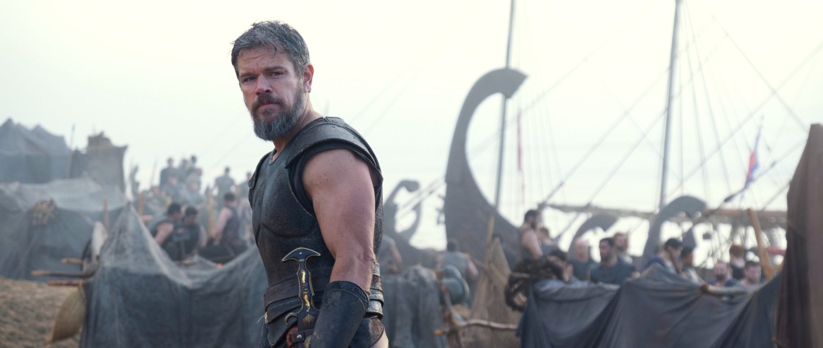 Matt Damon as Odysseus in a scene from "The Odyssey." (AP Photo)
