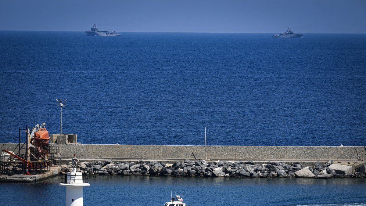Turkish vessels take part in search-and-rescue operations for missing passengers, Girne, TRNC, Sept. 6, 2026. (AA Photo)