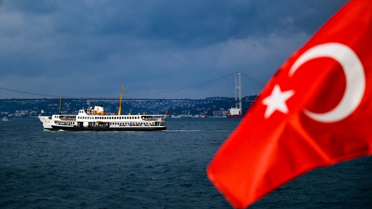 A Turkish flag is seen with a background of the July 15 Martyrs Bridge, Istanbul, Türkiye, Aug. 9, 2026. (AA Photo)