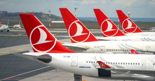 A row of Turkish Airlines (THY) aircraft at Istanbul Airport, Istanbul, Türkiye, Jan. 23, 2024. (Shutterstock Photo)