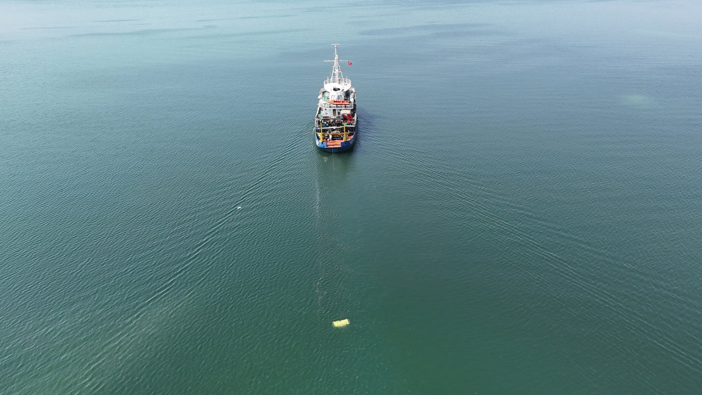 Ship collects data from Izmit Bay to create a digital twin and support science-based management, Kocaeli, Türkiye, Aug. 25, 2026. (AA Photo)