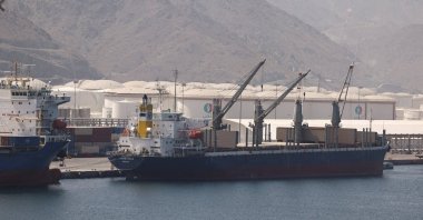A bulk carrier at the Port of Fujairah, as the U.S.-Israel conflict with Iran limits marine traffic in the Strait of Hormuz, Fujairah, United Arab Emirates, May 6, 2026. (Reuters Photo)