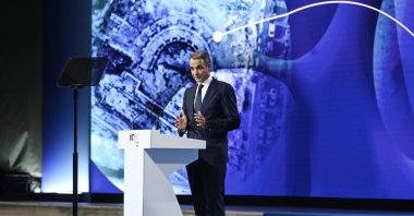 Greek Prime Minister Kyriakos Mitsotakis delivers a speech during the opening of the annual Thessaloniki International Fair (TIF), Thessaloniki, northern Greece, Sept. 5, 2026. (AFP Photo)