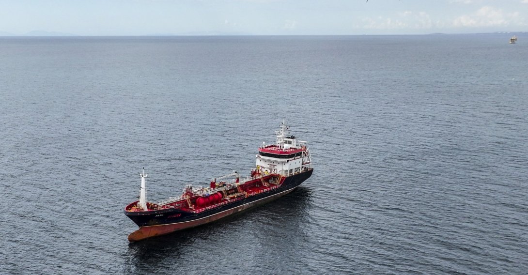 The commercial vessel Alsu, which was involved in an accident in the Marmara Sea, is seen waiting off the coast of Silivri, Istanbul, Türkiye, Sept. 7, 2026. (AA Photo)